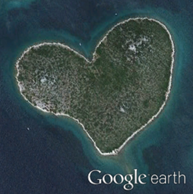 immagine di Galešnjak, isola croata a forma di cuore, vista su Google Earth