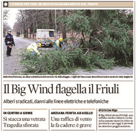 Il Big Wind flagella il Friuli – Il Messaggero Veneto, 6 febbraio 2015