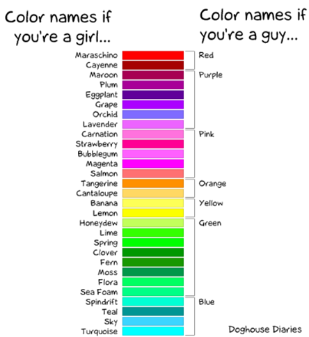 Color names if you are a girl... vs Color names if you are a guy... – Doghours Diaries