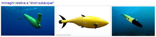 Immagini relative a “droni subacquei” ottenute con Google
