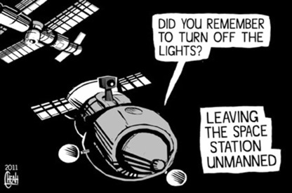 vignetta di sinann, “leaving the space station unmanned” 