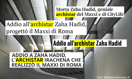 titoli di notizie sulla morte di Zaha Hadid