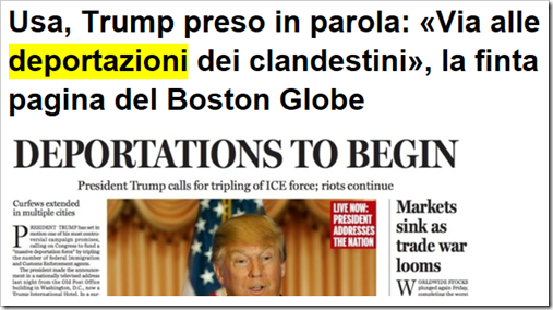 Usa, Trump preso in parola: «Via alle deportazioni dei clandestini», la finta pagina del Boston Globe – Il Messaggero