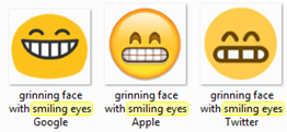 “grinning face with smiling eyes” di Google, Apple e Twitter