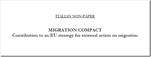 intestazione del documento: ITALIAN NON-PAPER MIGRATION COMPACT Contribution to an EU strategy for external action on migration