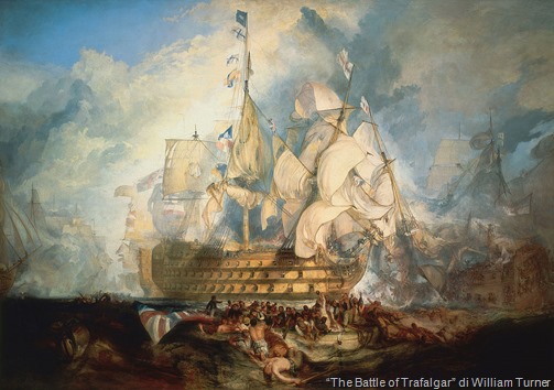 il vascello HMS Victory Victory in “The Battle of Trafalgar” di Turner