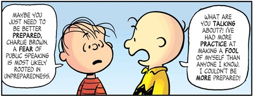 dettaglio dalla striscia Charlie Brown in Public Speaking