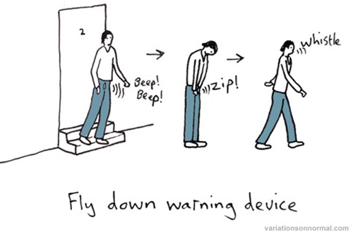 Fly down warning device