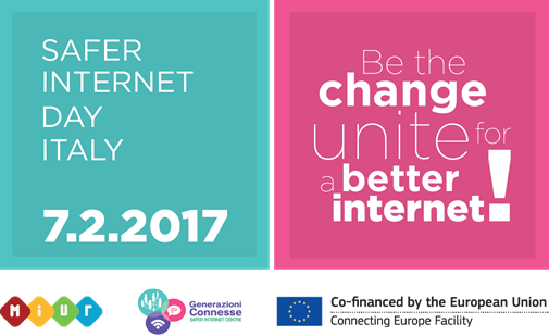 logo Safer Internet Day Italy 7.2.2017  – Be the change. Unite for a better internet! 
