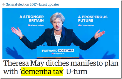 General election 2017 – Theresa May ditches manifesto plan with ‘dementia tax’ U-turn