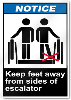 Keep feet away from sides of escalator