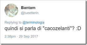 tweet di Bantam: quindi si parla di "cacozelanti"? :D