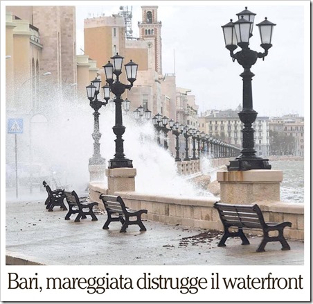 Bari, mareggiata distrugge il waterfront