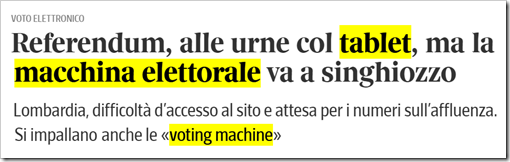Referendum, alle urne col tablet, ma la macchina elettorale va a singhiozzo – Lombardia, difficoltà d’accesso al sito e attesa per i numeri sull’affluenza. Si impallano anche le «voting machine»