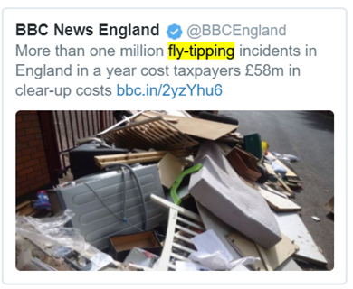 More than one million fly-tipping incidents in England in a year cost taxpayers £58m in clear up costs.