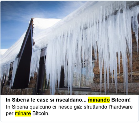In Siberia le case si riscaldano... minando Bitcoin!  In Siberia qualcuno ci riesce già: sfruttando l'hardware per minare Bitcoin