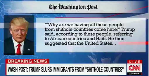 “Why are we having all these people from shithole countries come here?” Trump said, referring to African countries and Haiti. 
