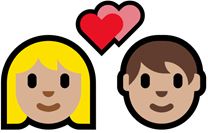 emoji di uomo e donna con cuoricini