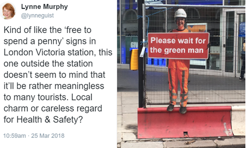 Kind of like the ‘free to spend a penny’ signs in London Victoria station, this one outside the station doesn’t seem to mind that it’ll be rather meaningless to many tourists. Local charm or careless regard for Health & Safety?