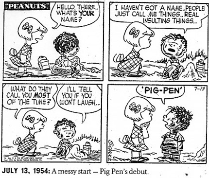 July 13, 1954: A messy start – Pig Pen’s debut (striscia dei Peanuts in cui appare per la prima volta il personaggio)