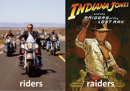immagine 1 Harrison Ford e altri motociclisti, immagine 2 locandina americana del film Indiana Jones e i predatori i predatori dell’arca perduta (raiders of the lost ark) 