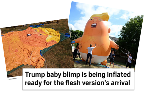 Trump baby blimp is being inflated ready for the flesh version’s arrival