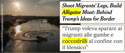 “Trump voleva sparare ai migranti alle gambe e coccodrilli al confine con il Messico”. Secondo il New York Times il presidente avrebbe voluto chiudere il confine con il Messico e costruire trincee anche con serpenti