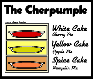 (white cake + cherry pie) + (yellow cake + apple pie) + (spice cake + pumpkin pie) il tutto coperto da una glassa, creamcheese frosting