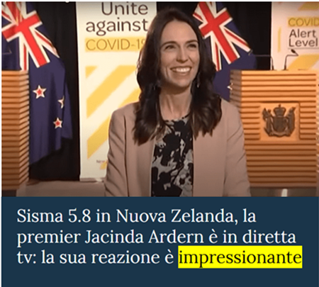 Sisma 5.8 in Nuova Zelanda, la premier Jacinda Ardern è in diretta tv: la sua reazione è impressionante