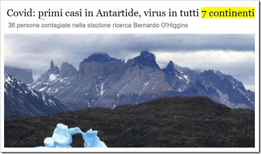 Covid: primi casi in Antartide, virus in tutti 7 continenti. 36 persone contagiate nella stazione ricerca Bernardo O’Higgins
