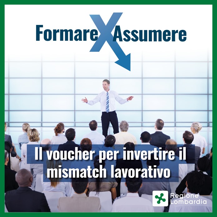 Immagine di presentazione in contesto lavorativo con titolo FormareXassumere e descrizione “Il voucher per invertire il mismatch lavorativo” 