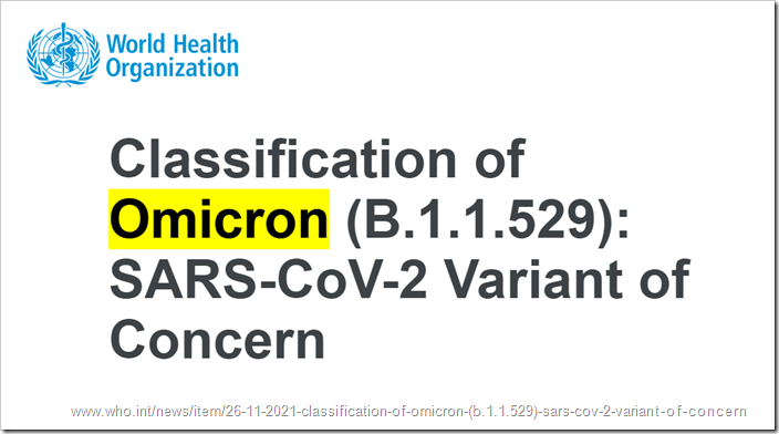 annuncio OMS: Classification of Omicron (B.1.1.529): SARS-CoV-2 Variant of Concern