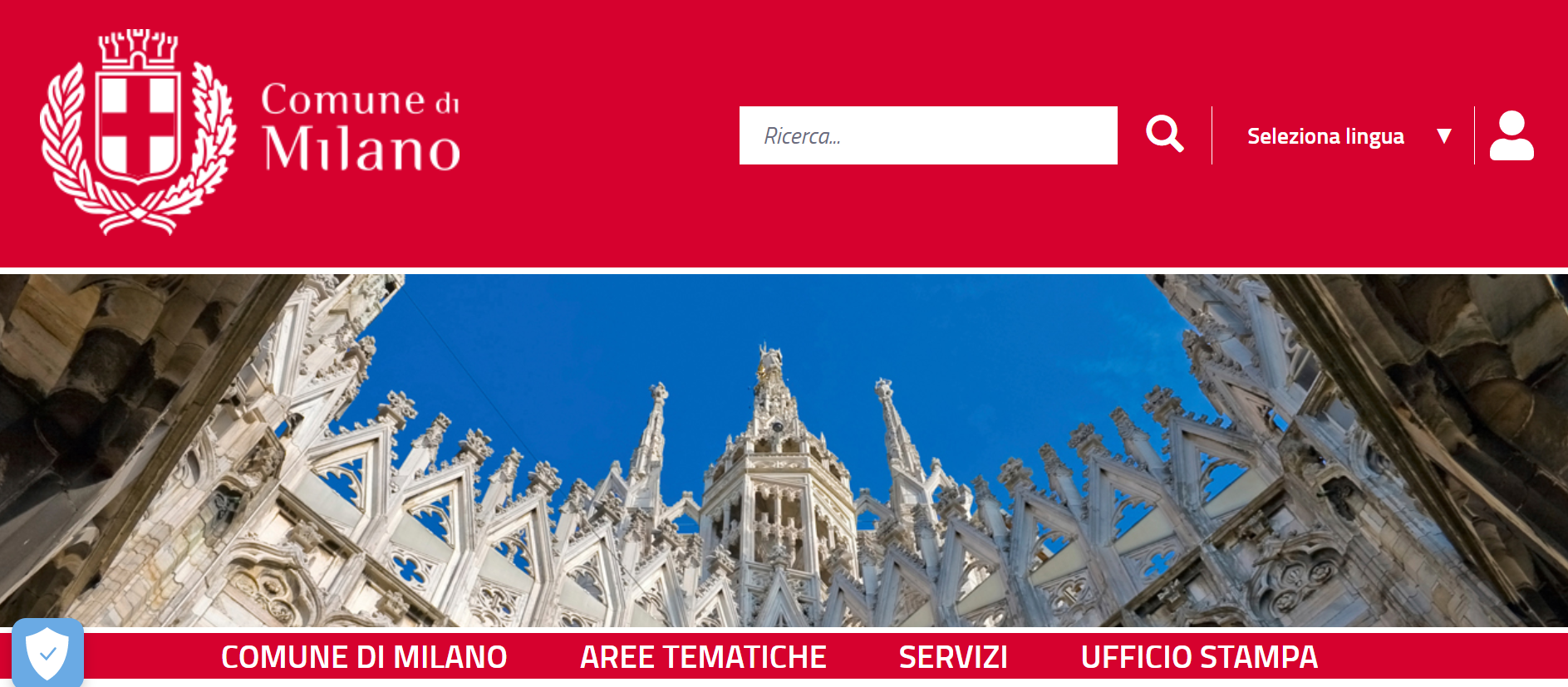 immagine della home page del Comune di Milano