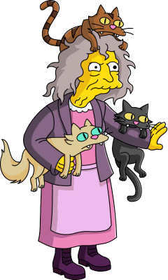 Eleanor Abernathy, better known as the Crazy Cat Lady, is a mentally-ill woman who always surrounds herself with a large number of cats. She usually screams gibberish and/or throws her cats at passersby. 