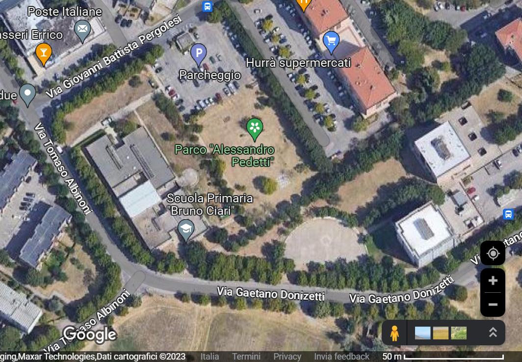 vista da satellite del parco Alessandro Pedetti