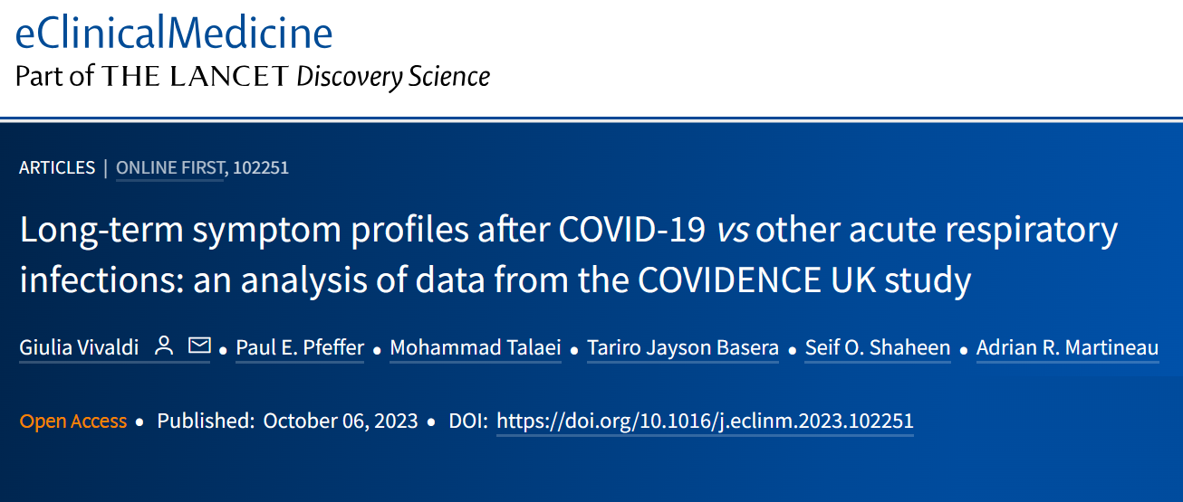 Long-term symptom profiles after COVID-19 vs other acute respiratory infections: an analysis of data from the COVIDENCE UK study - 6 October 2023